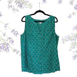 Croft & Barrow Women's Teal Sleeveless Button-up Blouse Size Large